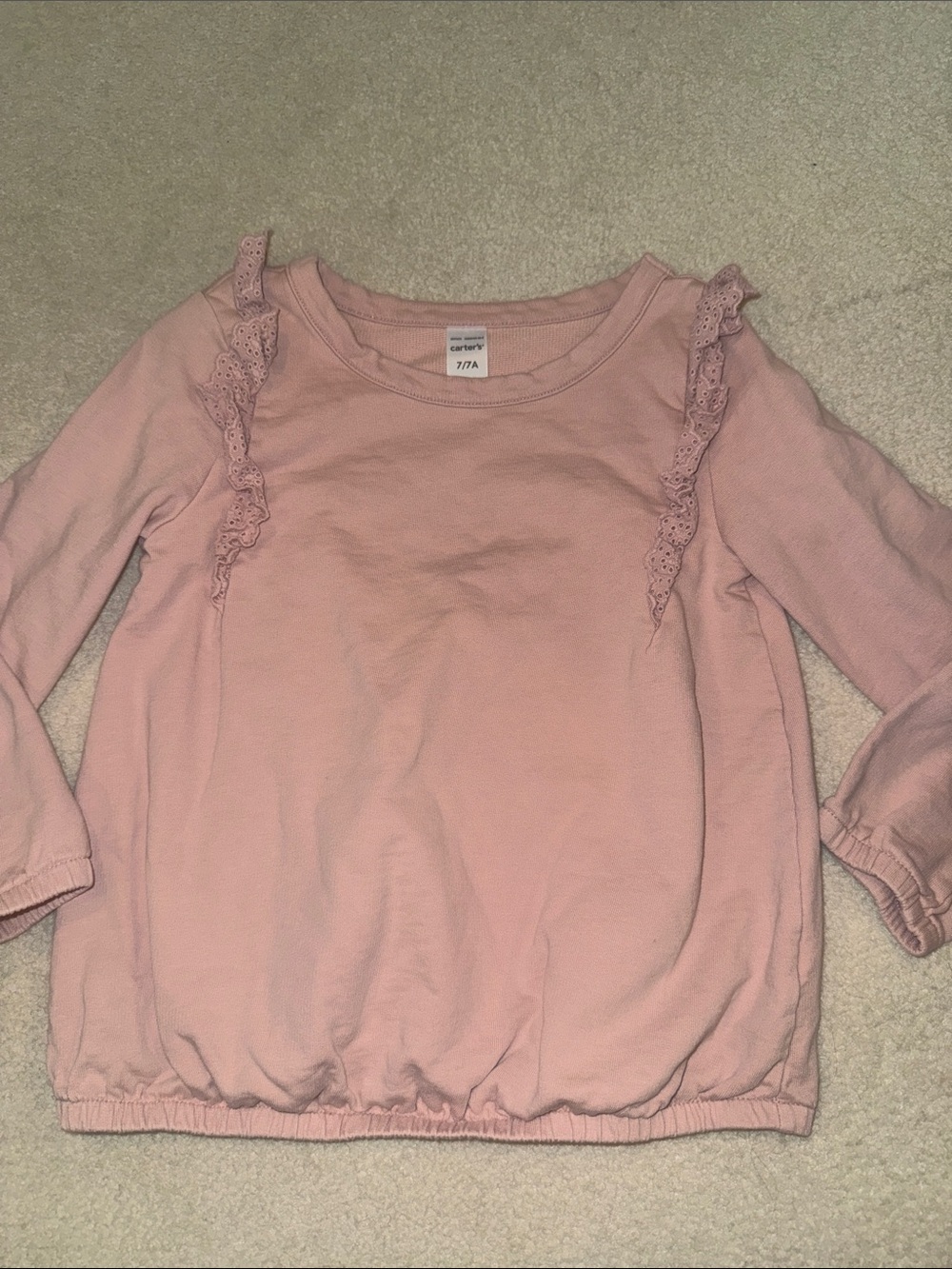 Carter's Light Pink Long-Sleeve Ruffle Detail Top